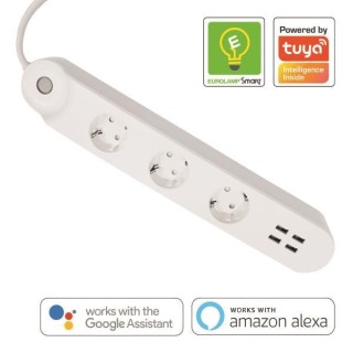 Τρίπριζο έξυπνο με 4 θέσεις για usb με WiFi λευκό EUROLAMP EUROLAMP POL0054