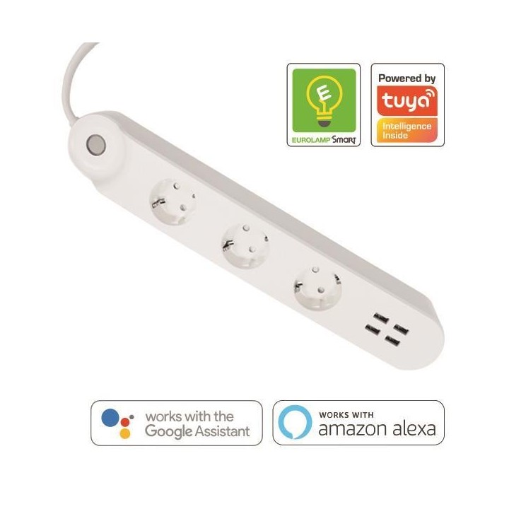 Τρίπριζο έξυπνο με 4 θέσεις για usb με WiFi λευκό EUROLAMP EUROLAMP POL0054