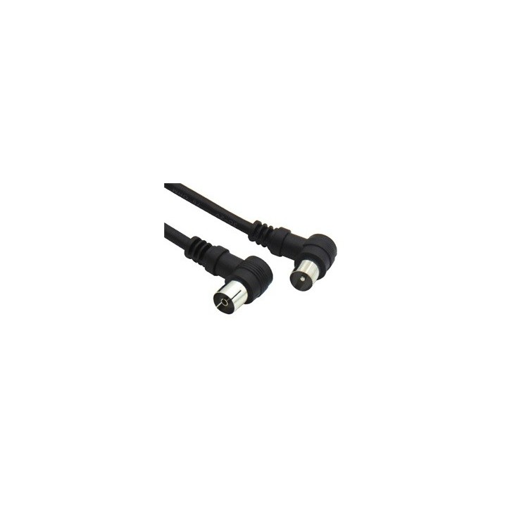 Καλώδιο κεραίας TV γωνιακό RF αρσενικό σε RF θηλυκό 3m, μαύρο ΓΕΝΙΚΗΣ ΧΡΗΣΗΣ TV0003bg