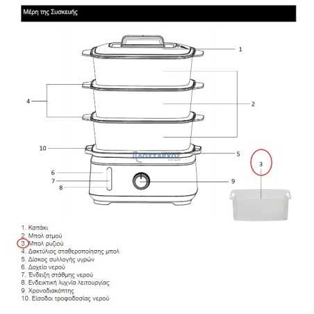 Μπολ για ρύζι ατμομάγειρας Inox IZ-8203 IZZY original IZZY ATBOL0001