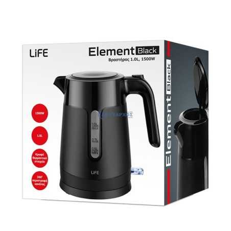 Βραστήρας 1L, 1300-1500W LIFE ELEMENT ΜΑΥΡΟ LIFE ELEMENT BLACK