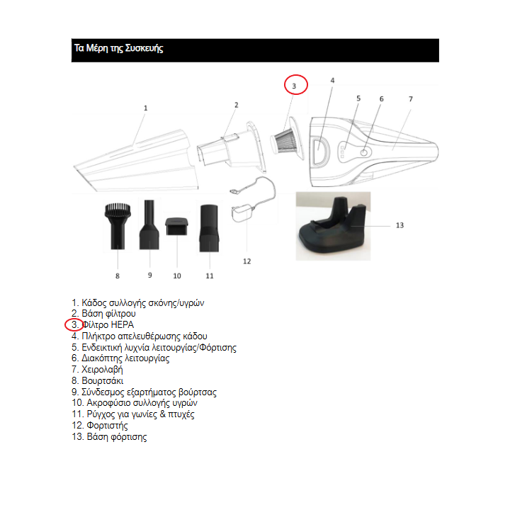 Φίλτρο για σκουπάκι επαναφορτιζόμενο Cyclonic Power 22.2V IZ-4005 IZZY original IZZY SKXFIL0052
