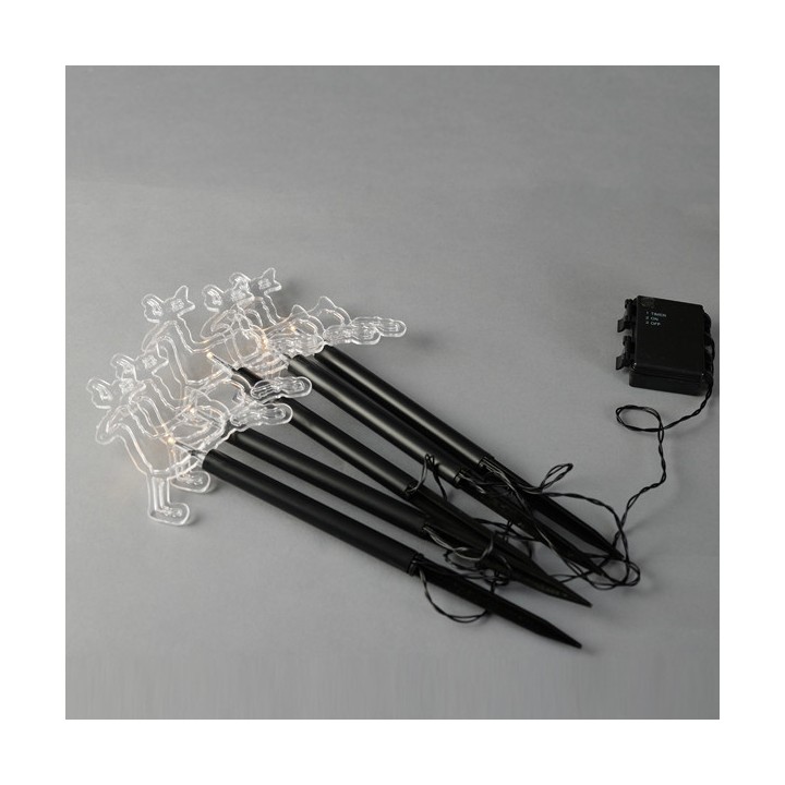 Τάρανδοι με ραβδί για κάρφωμα στο έδαφος led εσωτερικού και εξωτερικού με ηλιακό συλλέκτη και αισθητήρα με θερμό χρώμα EUROLA...