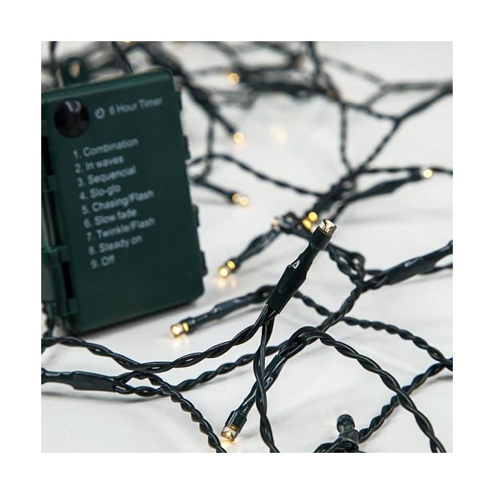 Λαμπάκια μπαταρίας led εσωτερικού και εξωτερικού χώρου σειράς 192L με 8 προγράμματα και μνήμη, πράσινο καλώδιο θερμό χρώμα EU...