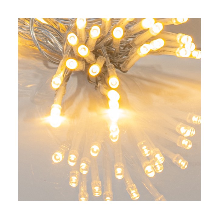 Λαμπάκια μπαταρίας led εσωτερικού και εξωτερικού χώρου σειράς 96L με 8 προγράμματα και μνήμη, λευκό καλώδιο θερμό χρώμα EUROL...