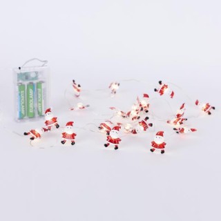 Λαμπάκια μπαταρίας led εσωτερικού χώρου με διακοσμητικούς Αγιο Βασίληδες σειράς 20L με χάλκινο καλώδιο λευκό χρώμα EUROLAMP 6...