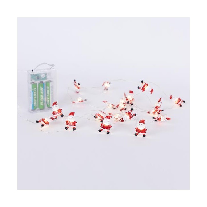 Λαμπάκια μπαταρίας led εσωτερικού χώρου με διακοσμητικούς Αγιο Βασίληδες σειράς 20L με χάλκινο καλώδιο λευκό χρώμα EUROLAMP 6...