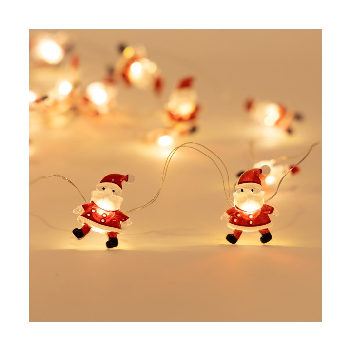 Λαμπάκια μπαταρίας led εσωτερικού χώρου με διακοσμητικούς Αγιο Βασίληδες σειράς 20L με χάλκινο καλώδιο λευκό χρώμα EUROLAMP 6...