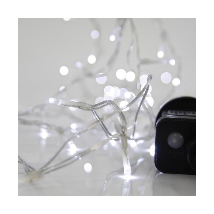 Λαμπάκια led σε σειρά 100L, με λευκό καλώδιο και λευκό χρώμα με 8 πρόγραμμα και μνήμη EUROLAMP 600-11560