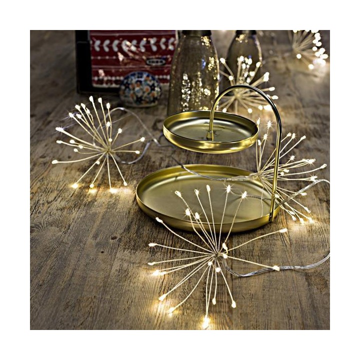 Λαμπάκια led μπαταρίας εσωτερικού και εξωτερικού χώρου σε σειρά 120L, 6 μπουκέτα με λευκό σύρμα και θερμό χρώμα EUROLAMP 600-...