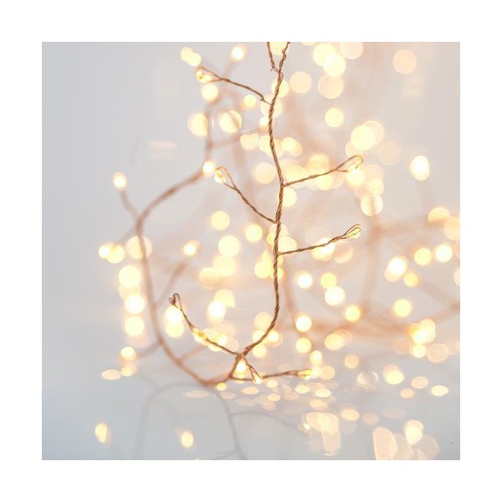 Λαμπάκια led CLUSTER εσωτερικού και εξωτερικού χώρου σε σειρά 300L με μπρονζέ σύρμα και θερμό χρώμα EUROLAMP 600-11716