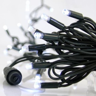 Λαμπάκια led με καουτσούκ καλώδιο, επεκτεινόμενο εξωτερικού χώρου σε σειρά 100L με πράσινο καλώδιο και λευκά led χρώμα EUROLA...