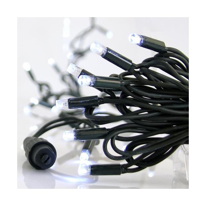 Λαμπάκια led με καουτσούκ καλώδιο, επεκτεινόμενο εξωτερικού χώρου σε σειρά 100L με πράσινο καλώδιο και λευκά led χρώμα EUROLA...