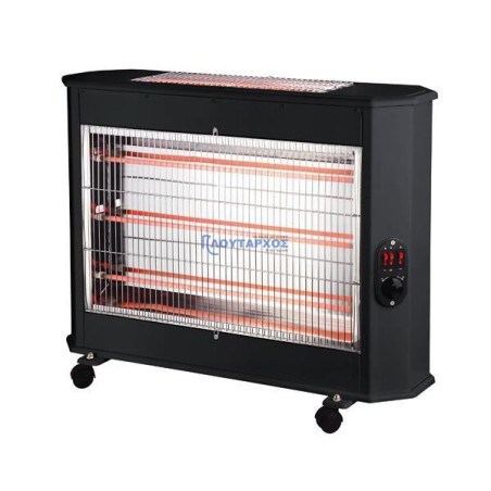 Θερμάστρα χαλαζία 2800W μαύρη με 2 όψεις εκπομπής θερμότητας και θερμοστάτη EUROLAMP EUROLAMP 147-29185