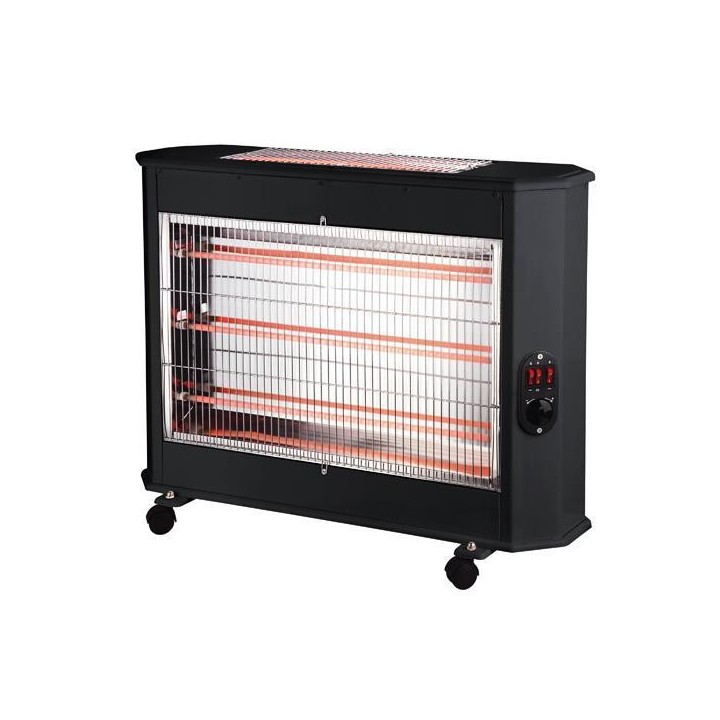 Θερμάστρα χαλαζία 2800W μαύρη με 2 όψεις εκπομπής θερμότητας και θερμοστάτη EUROLAMP EUROLAMP 147-29185