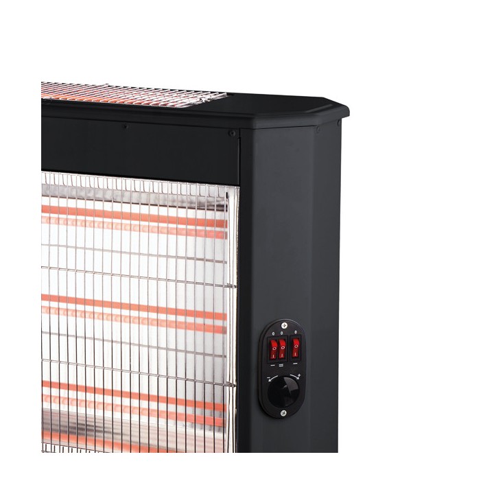 Θερμάστρα χαλαζία 2800W μαύρη με 2 όψεις εκπομπής θερμότητας και θερμοστάτη EUROLAMP EUROLAMP 147-29185