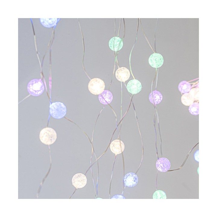 Λαμπάκια led με κρακελέ μπάλες κουρτίνα 140x100cm σε σειρά 140L με λευκό σύρμα και χρωματιστά led EUROLAMP 600-11434