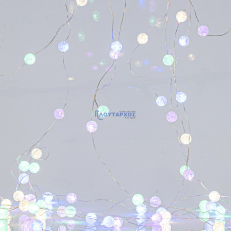 Λαμπάκια led με κρακελέ μπάλες κουρτίνα 140x100cm σε σειρά 140L με λευκό σύρμα και χρωματιστά led EUROLAMP 600-11434 Λαμπάκια led με κρακελέ μπάλες κουρτίνα 140x100cm σε σειρά 140L με λευκό σύρμα και χρωματιστά led EUROLAMP 600-11434