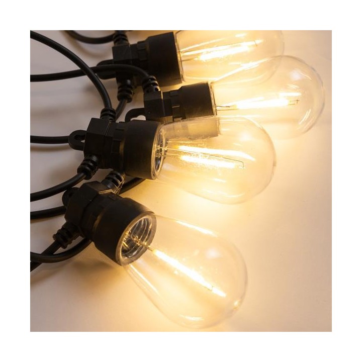 Λαμπάκια led σε γιρλάντα εσωτερικού και εξωτερικού χώρου σειράς 10L με διάφανες μπάλες μαύρο καλώδιο θερμό χρώμα EUROLAMP EUR...