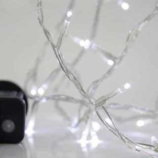 Λαμπάκια led εσωτερικού και εξωτερικού χώρου σε σειρά 240L, με λευκό καλώδιο και λευκό ψυχρό χρώμα με 8 πρόγραμμα και μνήμη E...