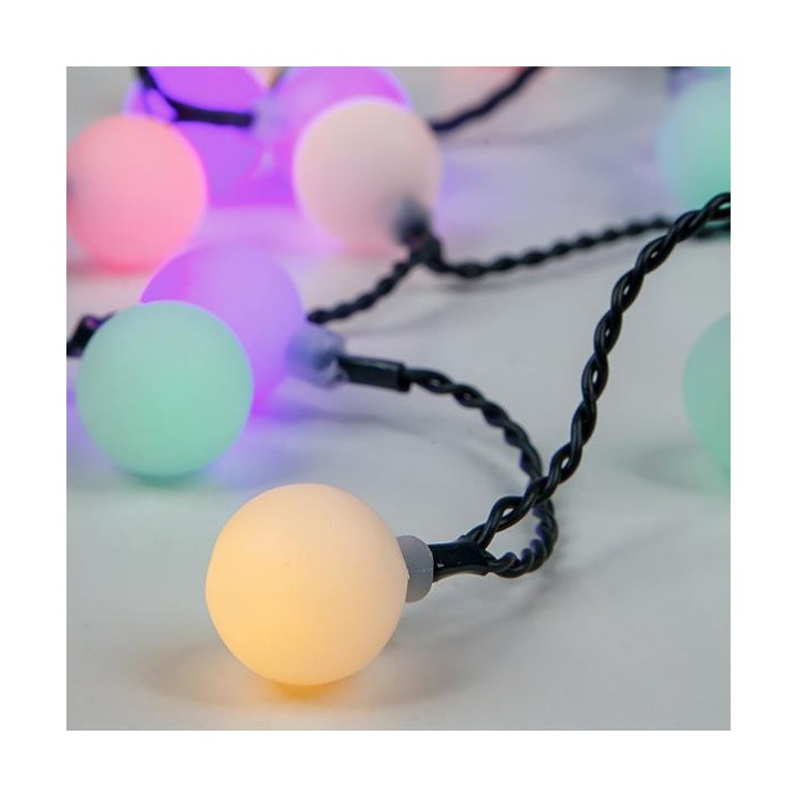 Λαμπάκια led λευκές μπάλες Φ2cm σε σειρά 80L, με πράσινο καλώδιο και χρωματιστά χρώμα με 8 πρόγραμμα και μνήμη EUROLAMP 600-1...