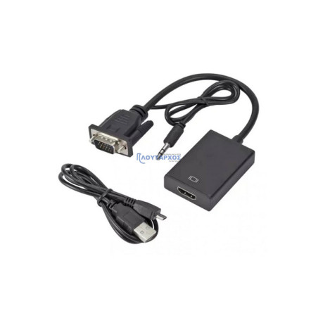 Αντάπτορας VGA και 3.55mm σε HDMI μαύρος PTH-078 Αντάπτορας VGA και 3.55mm σε HDMI μαύρος PTH-078