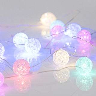 Λαμπάκια led OPAL με ακρυλικές μπάλες Φ2cm σε σειρά 80L, με ασημί σύρμα και χρωματιστά χρώμα και προέκταση EUROLAMP 600-11926