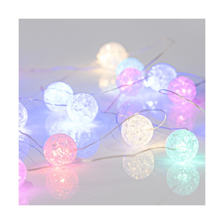 Λαμπάκια led OPAL με ακρυλικές μπάλες Φ2cm σε σειρά 80L, με ασημί σύρμα και χρωματιστά χρώμα και προέκταση EUROLAMP 600-11926