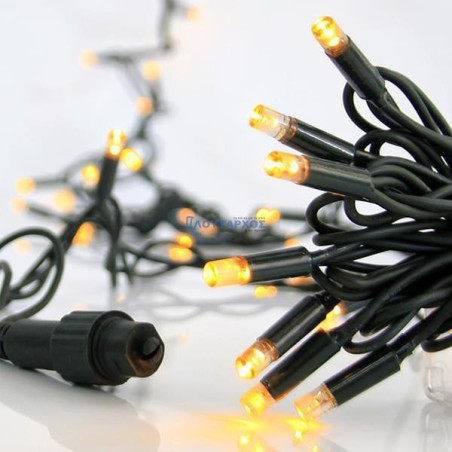 Λαμπάκια led με καουτσούκ καλώδιο, επεκτεινόμενο εξωτερικού χώρου σε σειρά 100L με πράσινο καλώδιο και θερμά led χρώμα EUROLA...