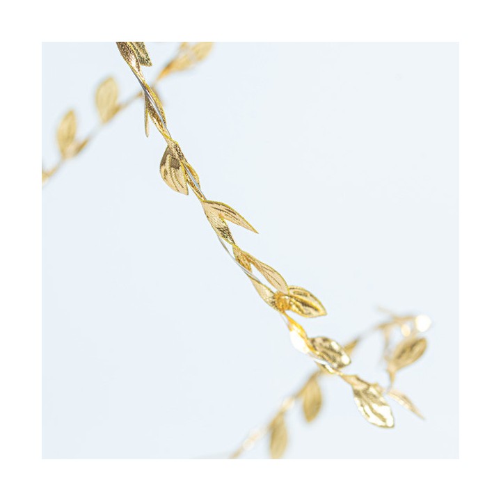 Λαμπάκια μπαταρίας led εσωτερικού χώρου με υφασμάτινα φύλλα σειράς 15L με χάλκινο καλώδιο χρυσό χρώμα EUROLAMP 600-11458