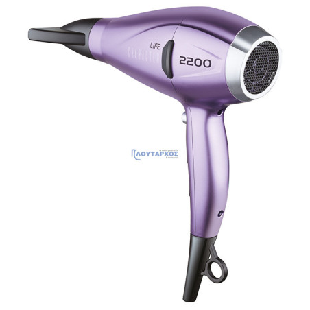 Σεσουάρ μαλλιών με AC μοτέρ 2200W και λειτουργία ιονισμού, σε μωβ χρώμα LIFE CHARACTER Σεσουάρ μαλλιών με AC μοτέρ 2200W και λειτουργία ιονισμού, σε μωβ χρώμα LIFE CHARACTER