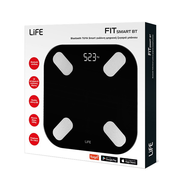 Bluetooth TUYA Smart γυάλινη ψηφιακή ζυγαριά μπάνιου LIFE FIT SMART BT