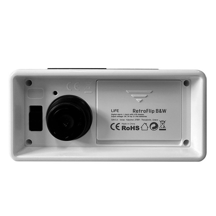 Ψηφιακό ρολόι / ξυπνητήρι με οθόνη LCD και retro flip design LIFE RETROFLIP B&W