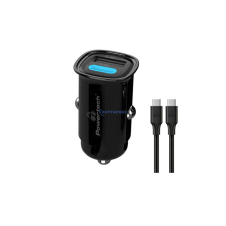 Universal φορτιστής αυτοκινήτου USB/USB TYPE-C 30W σε μαύρο χρώμα USB0017B