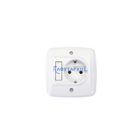 Διακόπτης χωνευτός με πρίζα σούκο λευκός EUROLAMP EUROLAMP DYH0019