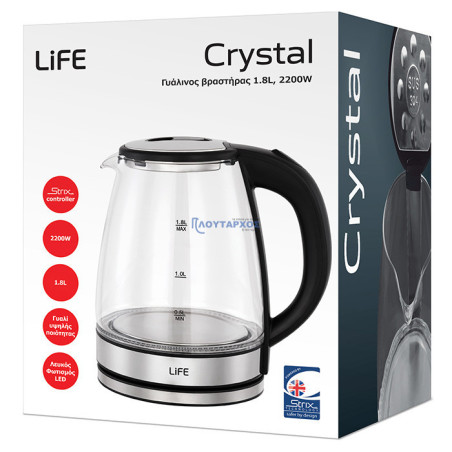 Βραστήρας 1.8L, με φωτισμό LED και κοντρόλ 2200W LIFE CRYSTAL LIFE CRYSTAL