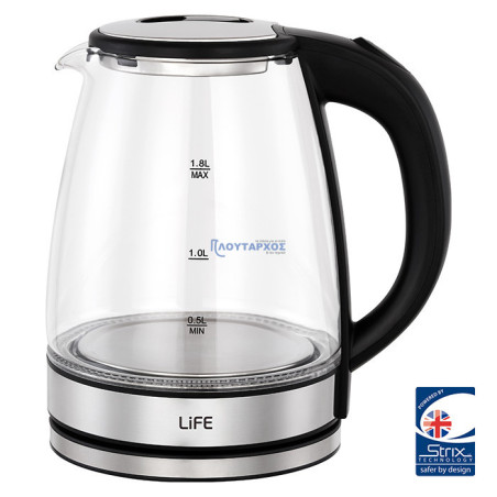 Βραστήρας 1.8L, με φωτισμό LED και κοντρόλ 2200W LIFE CRYSTAL LIFE CRYSTAL