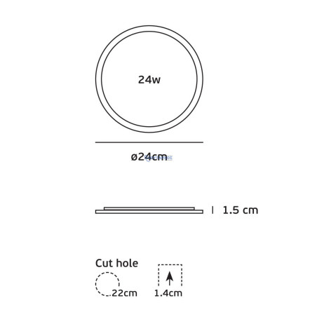 Φωτιστικό χωνευτό led slim Φ240 24W 4000K λευκό EUROLAMP 044115