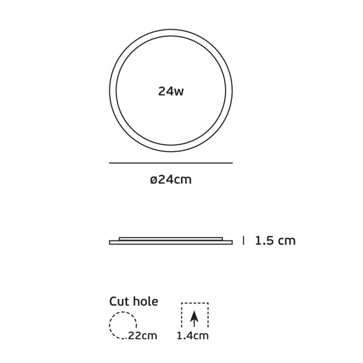copy of Φωτιστικό χωνευτό led slim Φ225 20W 6500K λευκό EUROLAMP