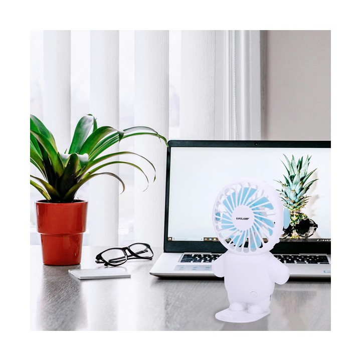 Επαναφορτιζόμενος ανεμιστήρας χειρός - επιτραπέζιος σε μπλέ χρώμα και σύνδεση USB Φ8 EUROLAMP EUROLAMP 300-20526