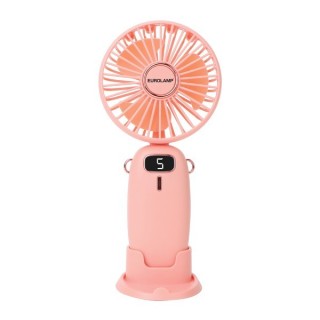 Επιτραπέζιος – χειρός ανεμιστήρας επαναφορτιζόμενος ροζ χρώματος με σύνδεση USB και βάση κινητού EUROLAMP EUROLAMP 300-20539