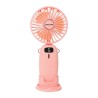 Επιτραπέζιος – χειρός ανεμιστήρας επαναφορτιζόμενος ροζ  χρώματος με σύνδεση USB  και βάση κινητού EUROLAMP