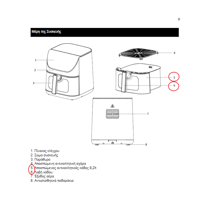 Κάδος φριτέζα αέρος XL 8.2Lt IZ-8250 IZZY original IZZY FRKAD0009