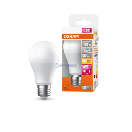 Λάμπα led με ανιχνευτή κίνησης 8.8W E27 A60 3000Κ LEDVANCE OSRAM A60830LDF