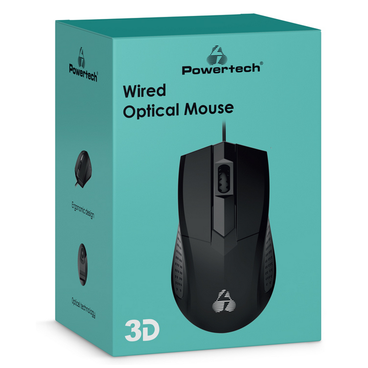 Ενσύρματο ποντίκι PT-1077, οπτικό,1000DPI, μαύρο POWERTECH  PT-1077