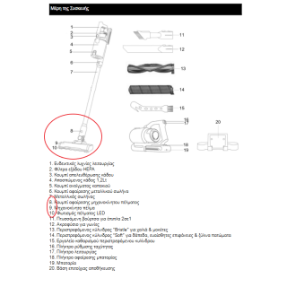 Πέλμα αναρρόφησης σκούπας στικ 29.6V BLDC IZ-4008 IZZY original IZZY SKPEL0038
