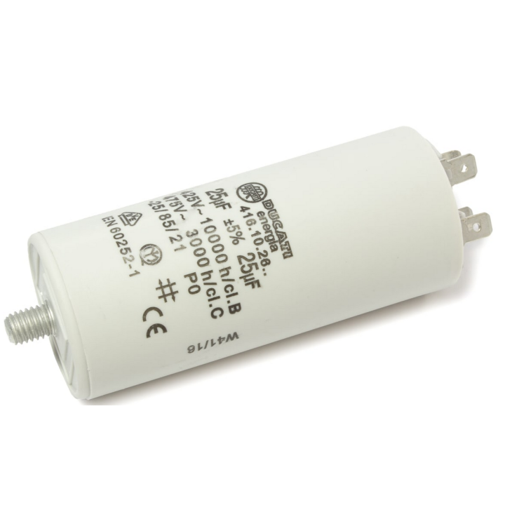 Περιγραφή:	Πυκνωτής λειτουργίας 25μF 450volt ΓΕΝΙΚΗΣ ΧΡΗΣΗΣ  Τεχνικά χαρακτηριστικά:	25 μF AC 450 volt 4 ΕΠΑΦΕΣ