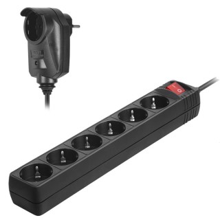 EUROLAMP Πολύπριζo υπερτάσεως τριών θέσεων γωνιακό με καλώδιο και δ...