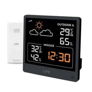 Digital indoor thermometer and hygrometer, with silver-colored aluminum frame