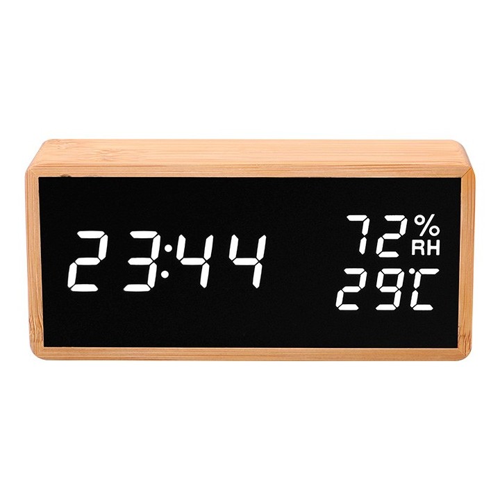 Digital indoor thermometer and hygrometer, with silver-colored aluminum frame